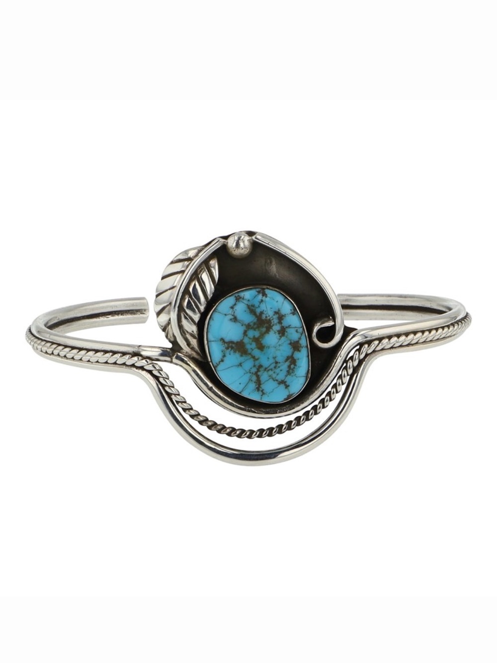 Navajo Kingman Turquoise Cuff Bracelet Sterling Silver